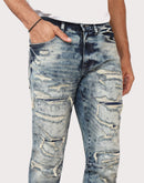 Grindhouse Slim Fit Taper Vintage Baking Effect Distressed Denim Jeans