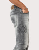 Grindhouse Straight Fit Spider Rhinestone Denim Jeans