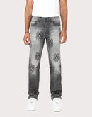 Grindhouse Straight Fit Spider Rhinestone Denim Jeans