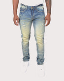 Grindhouse Vintage Tinted Slim Fit Scratched Denim Jeans