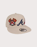 New Era Atlanta Braves 9FIFTY 3 Logo Snapback Hat-Tan/Blue