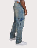 Crysp Denim Station Distressed Straight Fit Cargo Jeans