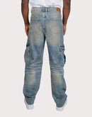 Crysp Denim Station Distressed Straight Fit Cargo Jeans