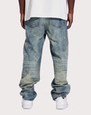 THE LEVERAGE Pacific Straight Fit Distressed Denim Jeans