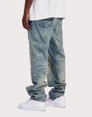 THE LEVERAGE Pacific Straight Fit Distressed Denim Jeans