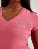Armani Exchange Rhinestone Logo V-Neck Tee