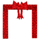 Lighted Christmas Tinsel Doorway Arch With Removable Bow for Roof Door Fireplace
