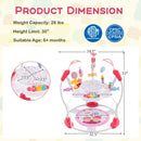 Baby Activity Center Height Adjustable Baby Bouncing Saucer With Interactive Toys-Pink
