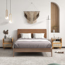 Bamboo Rattan Nightstand With Drawer and Solid Wood Legs-Natural
