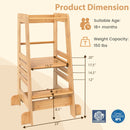 Bamboo Kids Kitchen Step Stool With Adjustable Height and Safety Rails-Natural