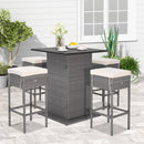 5 Pieces Outdoor Wicker Bar Table Set With Hidden Storage Shelves-White