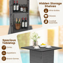 5 Pieces Outdoor Wicker Bar Table Set With Hidden Storage Shelves-White