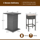 5 Pieces Outdoor Wicker Bar Table Set With Hidden Storage Shelves-White