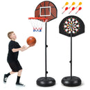 2-in-1 Height Adjustable Kids Basketball Hoop With Dart Board