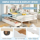 Twin/Full Size Bed Frame With 2 Drawers and Bookcase for Boys and Girls-Full Size