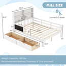 Twin/Full Size Bed Frame With 2 Drawers and Bookcase for Boys and Girls-Full Size