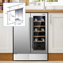 2-in-1 Beverage and Wine Cooler With Independent Temperature Control and LED Lights-Silver