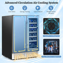 2-in-1 Beverage and Wine Cooler With Independent Temperature Control and LED Lights-Silver