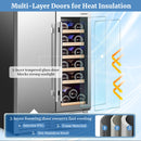 2-in-1 Beverage and Wine Cooler With Independent Temperature Control and LED Lights-Silver