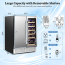 2-in-1 Beverage and Wine Cooler With Independent Temperature Control and LED Lights-Silver