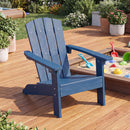 All-Weather HDPE Kid's Adirondack Chair With With High Backrest and Armrests-Blue
