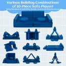 10-Piece Kids Play Couch Sofa With Portable Handle-Blue