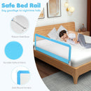 59 Inch Folding Breathable Baby Bed Rail Guard With Safety Strap-Blue