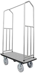 Ex-Cell Kaiser Chrome Hotel Cart, blue carpeted deck with black bumper and 8" grey poly casters - 780CHRBLU/PLY