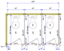 ASI Global Toilet Partition, 3 In Corner Compartments, Metal, 108"W x 62"D, Quick Ship - IC33662-G