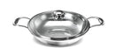 ‎Preethi Metallica Collection Triply Stainless Steel Kadai with Glass Lid, 28 cm, Gas & Induction Compatible, Metal Spatula Friendly