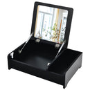 Compact Bay Window Makeup Dressing Table With Flip-Top Mirror-Black