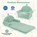 Convertible Kids Sofa 2-in-1 Fold Out Toddler Couch Chair-Green