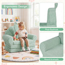Convertible Kids Sofa 2-in-1 Fold Out Toddler Couch Chair-Green