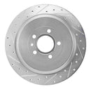 R1 Concepts 2013-2014 Ford Mustang Rear Left Drilled & Slotted Silver Brake Rotor