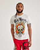 Ed Hardy Flame Skull Rhinestone Tee