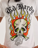 Ed Hardy Flame Skull Rhinestone Tee