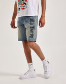 Ed Hardy Crouching Panther Skater Denim Shorts