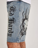 Ed Hardy Crouching Panther Skater Denim Shorts