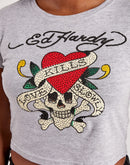Ed Hardy Rhinestone Skull Baby Tee
