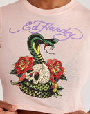 Ed Hardy Rhinestone Rose Cobra Baby Tee