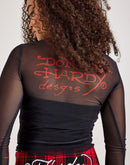 Ed Hardy Mesh Long-Sleeve Heart Top