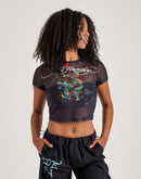 Ed Hardy Dragon Print Mesh Top