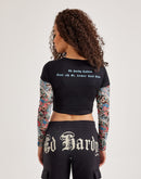 Ed Hardy Mesh Koi Fish Tattoo Long-Sleeve Top