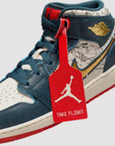 Nike 1 Mid SE Grade School Boys' "Armory Navy/Metallic Gold/Pale Ivory"