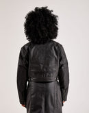 First Row Tonal Leather Racing Jacket