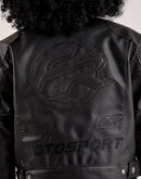 First Row Tonal Leather Racing Jacket