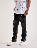 First Row Slim-Straight Cargo Denim Jeans
