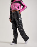 First Row Wide Leather Cargo Pants