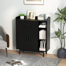 Floor Storage Cabinet Free Standing Cupboard Chest With 1 Drawer-Black