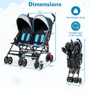 Foldable Twin Baby Double Stroller Ultralight Umbrella Kids Stroller-Navy